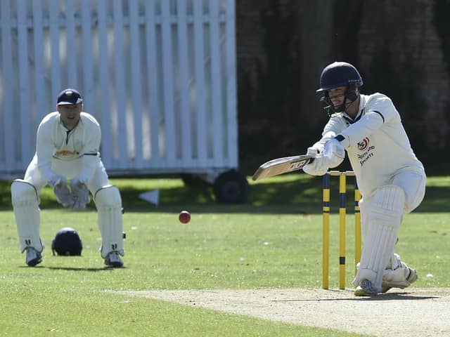Ben Wright on his way to 113 not out for Bourne against Sleaford. Photo: David Lowndes.