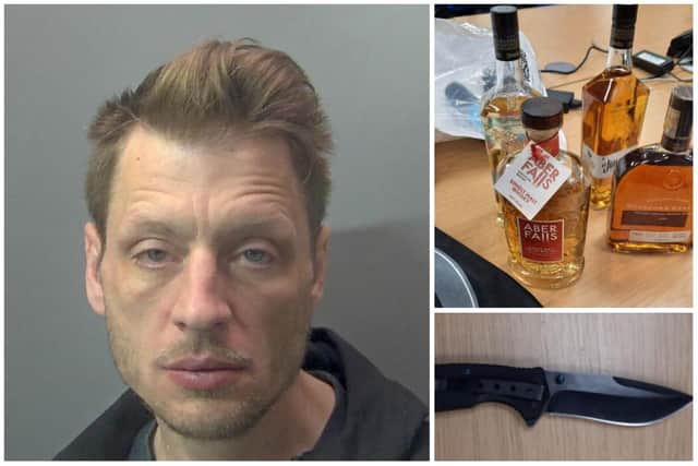 Stephen Whittington, a knife found on him, and the stolen alcohol