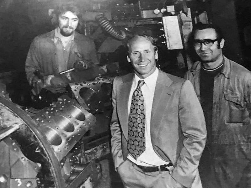 Football legend Bobby Charlton on a visit to Perkins Engines in 1974