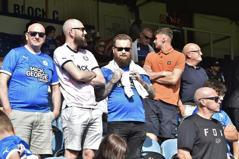 Peterborough United fans watch the draw with Leyton Orient.