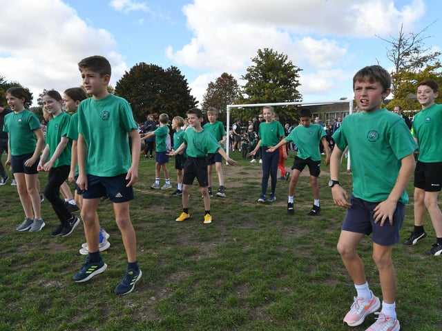 Malcolm Sargent School pupils warming up