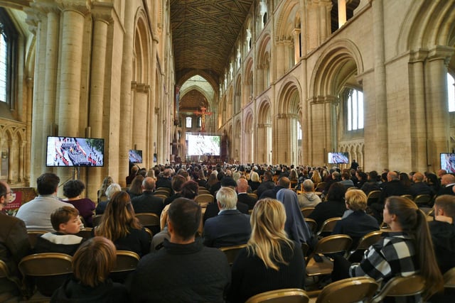 The Queens funeral service was televised at Peterborough Cathedral.