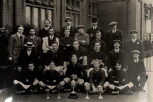 The 1914 team photograph of the Westwood Works football team
