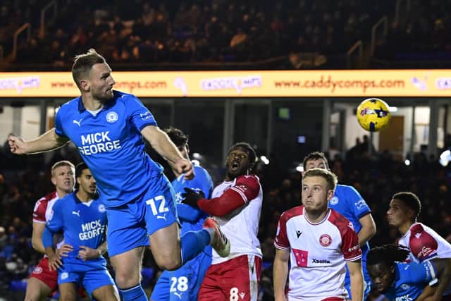 Tom Lees in action for Posh against Stevenage. Photo David Lowndes