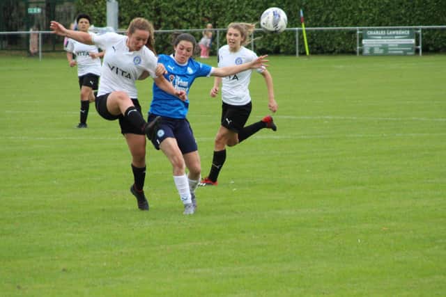 Jess Driscoll in action for Posh Women v Stockport County. Photo: Jason Richardson