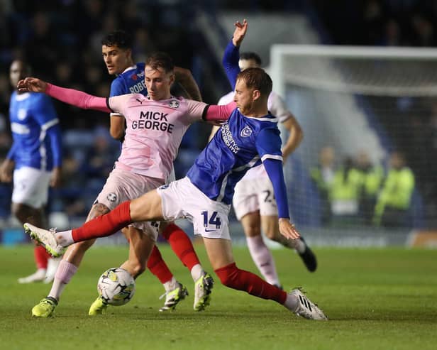 Kai Corbett of Peterborough United in action against Portsmouth in the EFL Cup. Photo: Joe Dent.