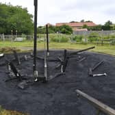 The aftermath of the fire at the Allotment Lane play park in Ailsworth.