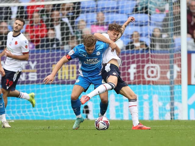 Archie Collins in action for Posh at Bolton. Photo Joe Dent/theposh.com/
