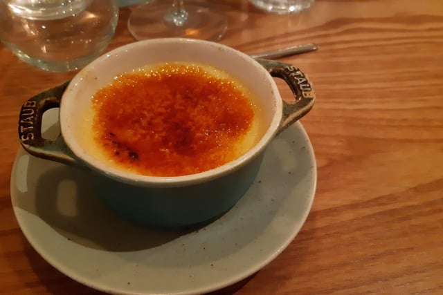 Brad Barnes dines at Côte at Church Street, Peterborough city centre - the creme brulee