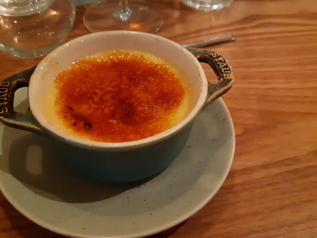 Brad Barnes dines at Côte at Church Street, Peterborough city centre - the creme brulee