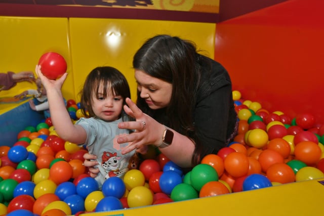  Opening of the Inspired Playtown at Hampton.  Jade Neal and daughter Brinley (2) in the ball pit