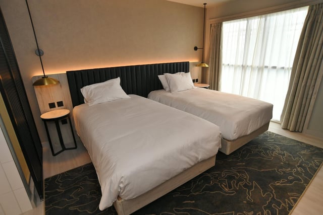 A twin bedroom at the Hilton Garden Inn hotel in Peterborough