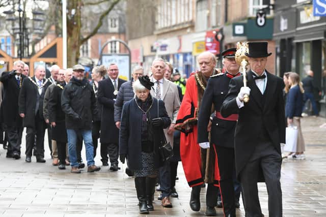 Politicians, civic leaders, community figures and religious representatives joined the procession to St John's Church.