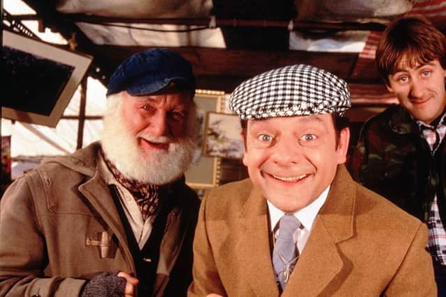 From left, Buster Merryfield as Uncle Albert, David Jason as Del and Nicholas Lyndhurst as Rodders in Only Fools and Horses