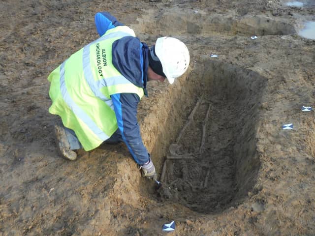 Grave where the remains of the crucified man were discovered (image: Albion Archaeology)