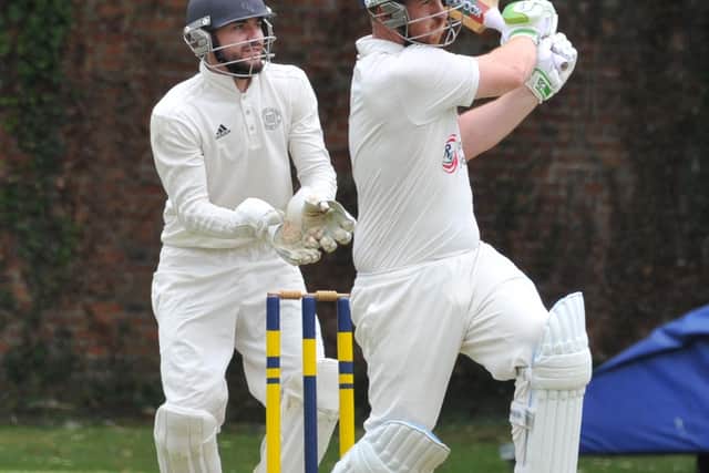 Peter Morgan on his way to 29 for Bourne against Market Deeping.