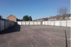 The garages on Hallfields Lane, Gunthorpe.
