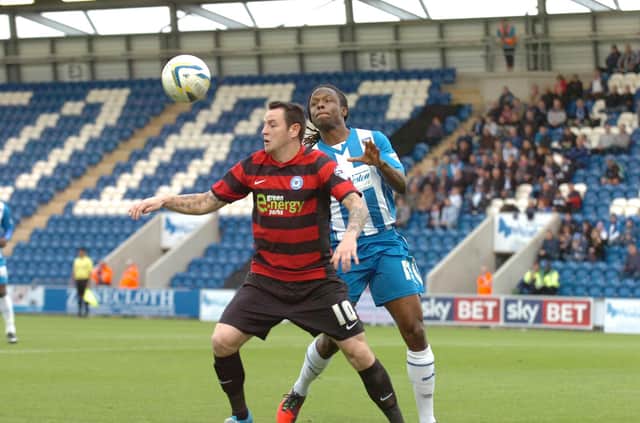 Lee Tolin in action for Peterborough United against Colchester in 2010.