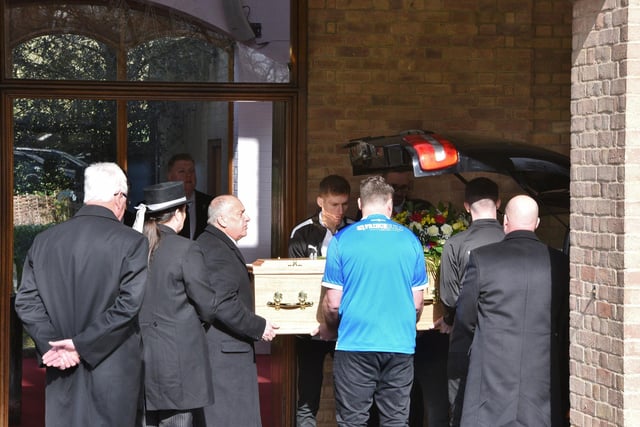 Funeral of local referee Robert Fielding at Peterborough Crematorium.   
