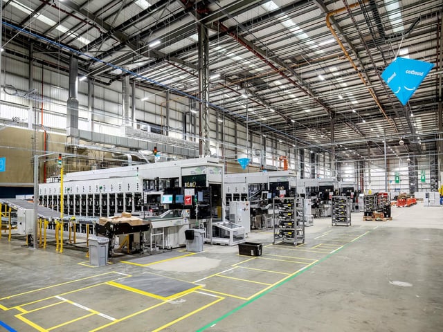 New goods handling machinery at Amazon in Peterborough