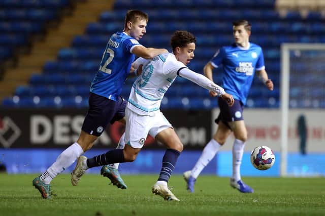 Hector Kyprianou of Peterborough United in action against Chelsea U21s. Joe Dent/theposh.com