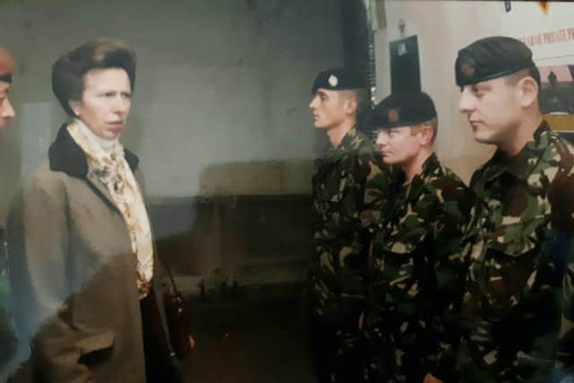 Shaun (second right) meeting HRH Princess Anne at the start of his army career.