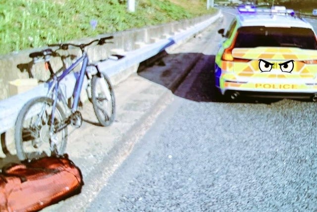 Officers stopped this cyclist on the M25 earlier this week. The cyclist was advised and reported for offences. One hour later, officers stopped the cyclist on the M1. The cyclist was reported for additional offences, and escorted to place of safety.