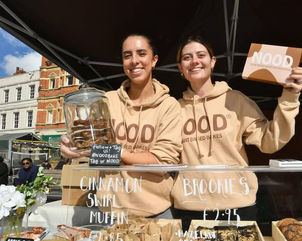 Roberta Poli and Rosie Femminile at the Nood plant based food stand at a previous vegan market.