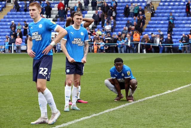 Posh's players were left disappointed after the final whistle. Photo: Joe Dent.
