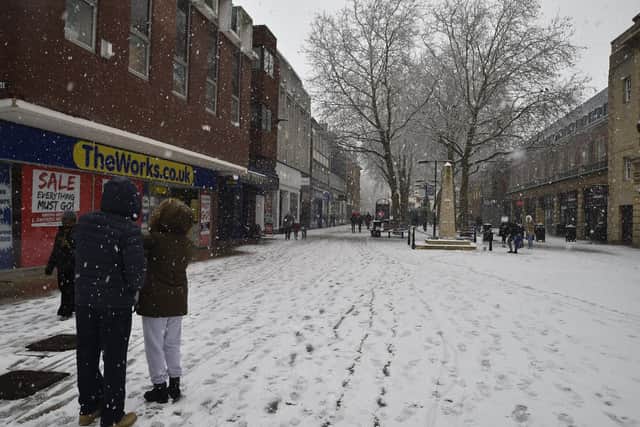 Significant snow fall is rare in Peterborough - this city centre picture was taken three years ago