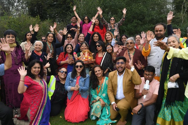 Members of the Bharat Hindu Samaj  temple in Peterborough attending the Ganesh celebrations at Ferry Meadows