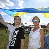 Visitors to the Ukraine Independence Day picnic at Orton Mere: Eva Stanishevska, Oksana Moroz and Illia Moroz.