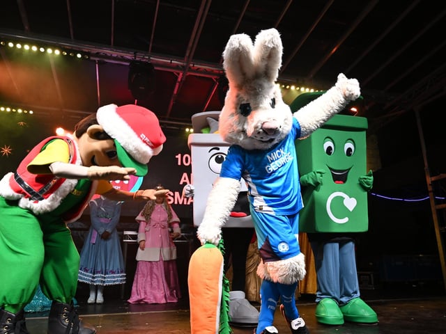 Posh mascots on stage