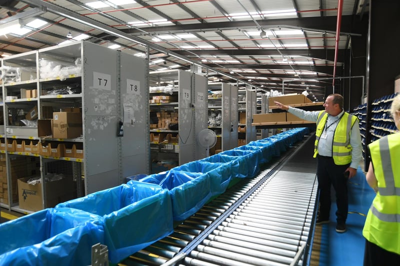 A conveyor belt takes the parts around the factory at Whirlpool in Peterborough.