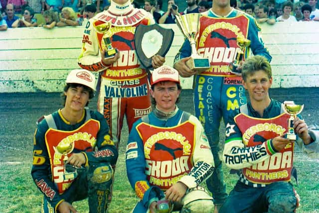 The 1989 Panthers Fours Champions, back row, from left, Mick Poole, Ian Barney, front, Scott Norman (reserve), Craig Hodgson, Kevin Jolly. Photo: John Somerville Collection.