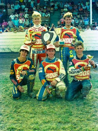 The 1989 Panthers Fours Champions, back row, from left, Mick Poole, Ian Barney, front, Scott Norman (reserve), Craig Hodgson, Kevin Jolly. Photo: John Somerville Collection.