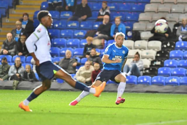 Jack Marriott scores for Posh against Spurs Under 21s. Photo: David Lowndes.