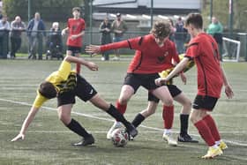 Action from Netherton United Reds v Holbeach United in Division Two of the Peterborough Youth Under 15 Division Two. Photo: David Lowndes.