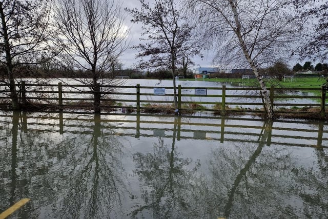 Oundle Town FC pitches were under water. Photo: Alison Bagley.