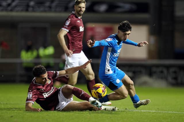 Joel Randall in action for Posh.