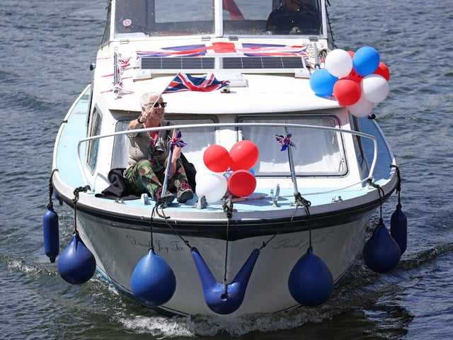 A flotilla of boats from Peterborough Yacht Club at the Embankment to celebrate D Day