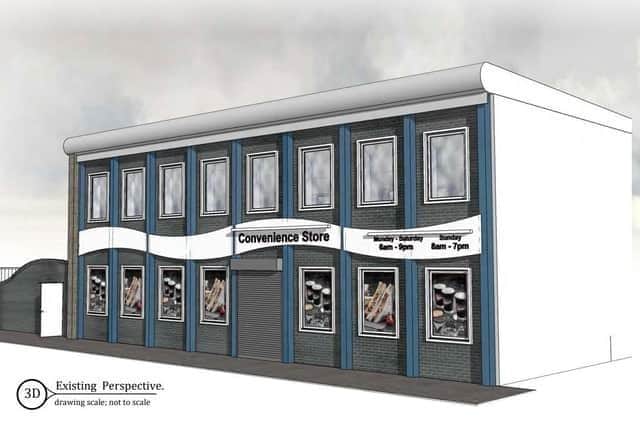 A render of the convenience store.
