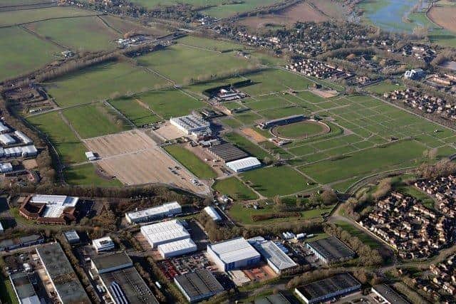 This image shows the East of England Showground in Peterborough.