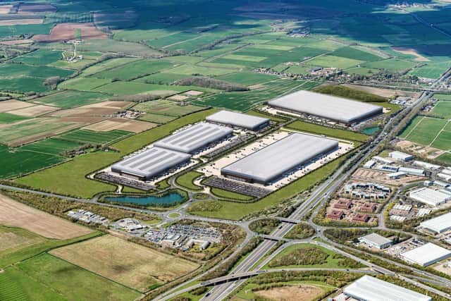 This image shows how some of the large warehouses might appear at the proposed A1 West employment zone.