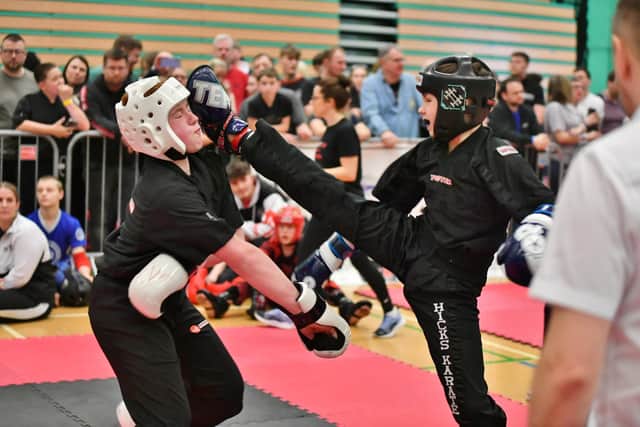 Hicks fighter Joshua Leonard in action at Bushfield. Photo David Lowndes.