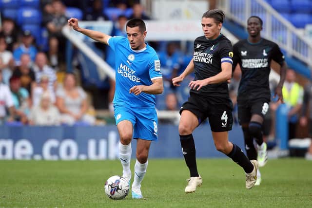 Posh substitute Ryan De Havilland on the ball for Posh against Charlton. Photo: Joe Dent/theposh.com.