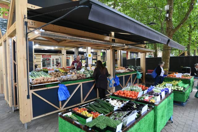 The fruit and veg stall on Bridge Street market.