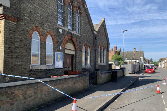 The police cordon at the scene