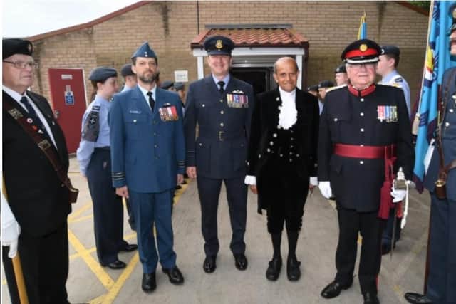 High Sheriff Bharat Khetani with representatives of the RAF and the Royal Canadian Airforce