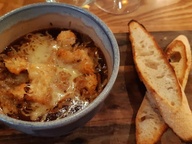 Brad Barnes dines at Côte at Church Street, Peterborough city centre - the French onion soup